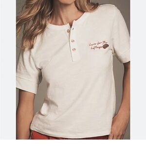 NWT Anthropologie It’s All About The Hot Dogs Icon Embroidered Tee Shirt